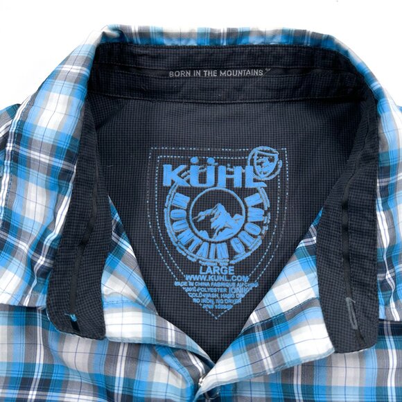 Kuhl L Men's Blue Check Pearl Snap Short Sleeve Outdoor Shirt - Picture 3 of 4
